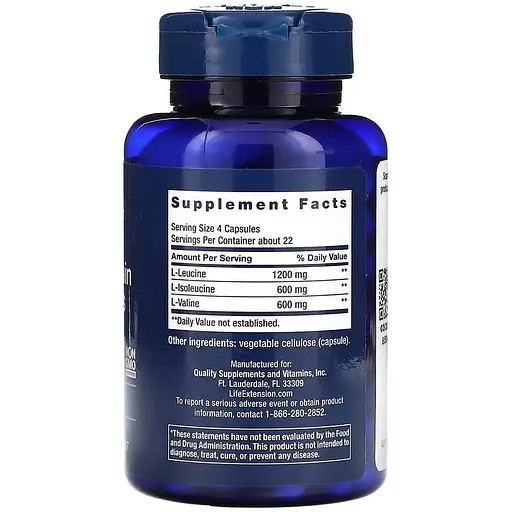 Комплекс аминокислот с разветвленными цепями Life Extension Branched Chain Amino Acids 90 капсул - фото 2