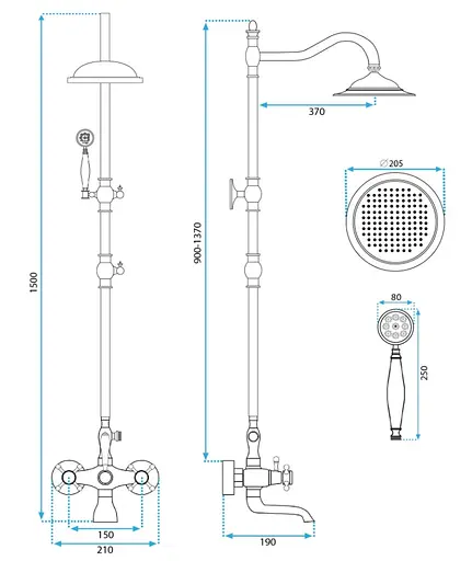 Душевая система Rea Bergamo antique bronze с изливом REA-P5002, Бронза - фото 6