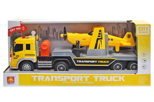 Грузовик с самолетом, WY571E, инерционный, озвученный, со светом