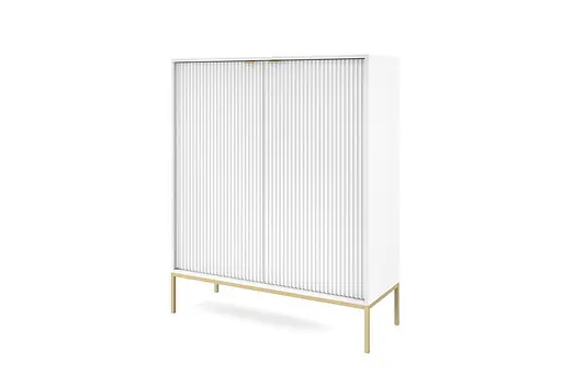 Комод высокий Perfect Home Новая/Nova 2-дверный с золотыми ножками K104 Белый (PFH-091233) - фото 5