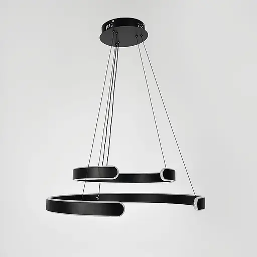 Подвесная люстра в черном двухъярусном корпусе 40+60 см Line F | Ст. 311C-600+400 BK - фото 6