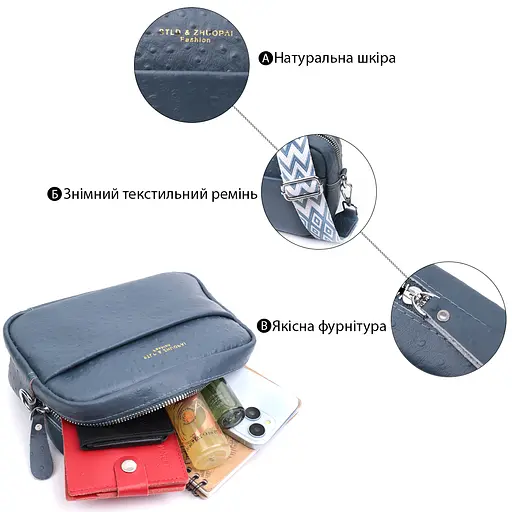 Кожаная женская сумка Vintage 20,5х14х7,5 см 000301439 - фото 4