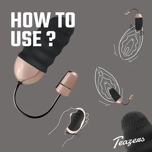 Віброяйце Teazers Ribbed Vibrating Egg, 8 см (чорний) - фото 10