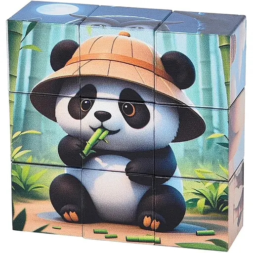 Дитячий магнітний кубік-пазл Bambi Дикі тварини CL325-2 3 х 3 - фото 1