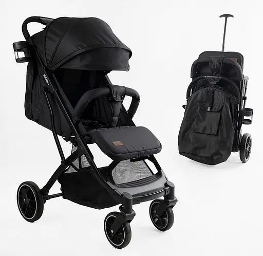 Коляска прогулянкова дитяча JOY Fabiana FB-72490 колір Чорний, рама сталева, футкавер, підсклянник, телескопіч. ручка - фото 2