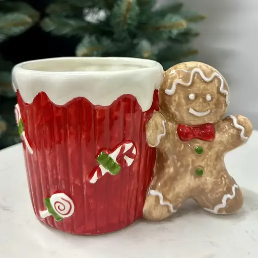 Набор кружок Имбирный керамический пряник 2 шт 400 мл Красный Розовый - фото 4