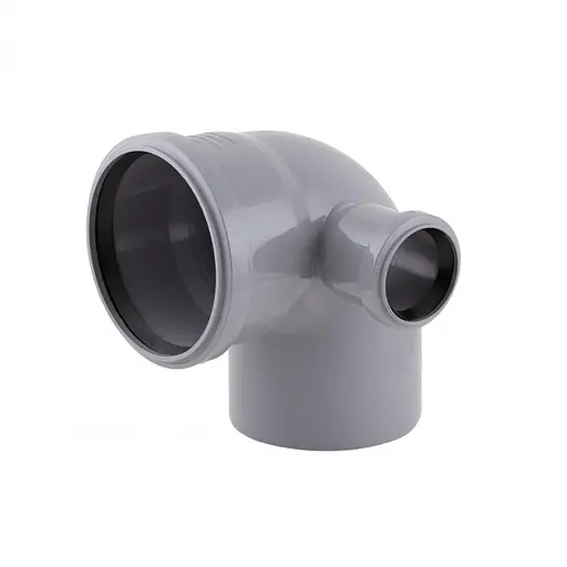 Колено канализационное с отводом TA Sewage 110х110х50, 90° TR110015 - фото 1