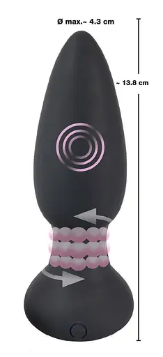 Анальна пробка Black Velvets Rotating Vibrating Plug 14 см (чорний) - фото 13