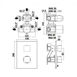 Термостат для душа на 3 потребителя Paffoni Level chrome LEQ519CR, Хром - фото 8