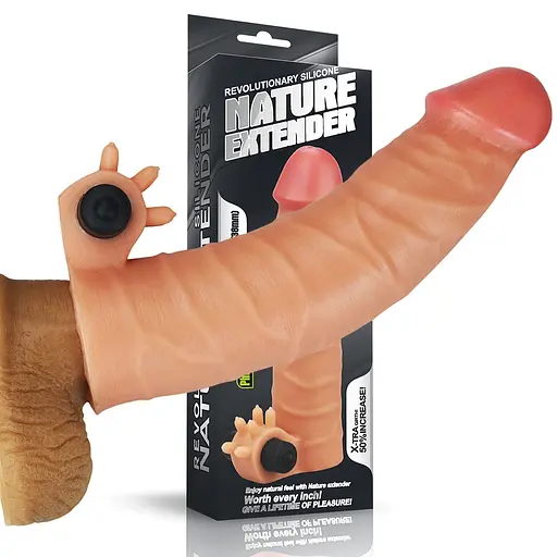Насадка на пенис с вибрацией Lovetoy Vibrating Nature Extender 17.8 см телесный - фото 5