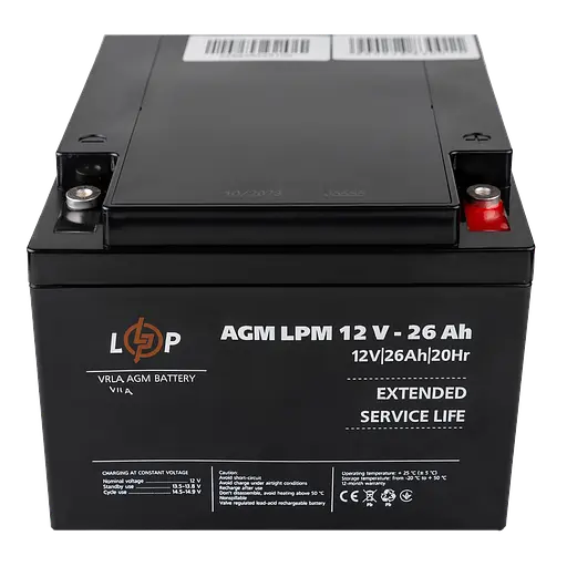 Аккумулятор AGM LPM 12V-26 Ah под болт М5 - фото 2
