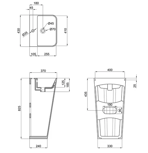 Раковина Qtap Tern підлогова без донного клапана QT1711G302WN - фото 6