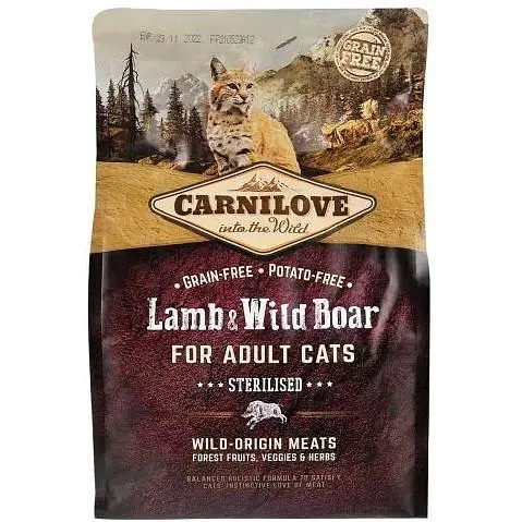Сухой корм Carnilove Cat Sterilised для стерилизованных кошек ягненок и кабан 2 кг - фото 3