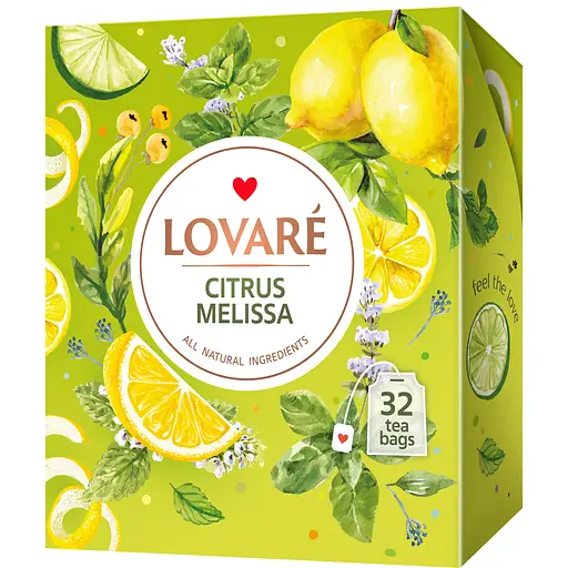 Уцінка. Бленд чаю трав'яного та зеленого Lovare Citrus Melissa 48 г (32 шт. х 1.5 г)