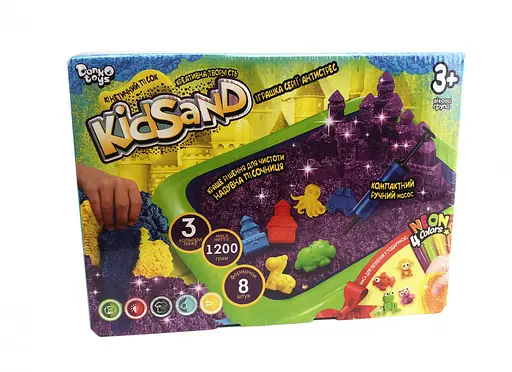 Кінетичний пісок KіdSand набір 8096DT, 1200 г піску і пісочниця - фото 2