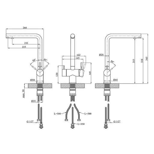 Змішувач для кухні Kroner KRM Edelstahl Klassisch - ESG03811 (CV027932) - фото 7