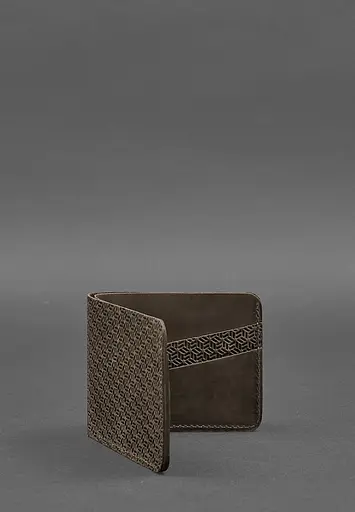 Мужской кожаный портмоне 4.1 (4 кармана) темно-коричневый Карбон - фото 4