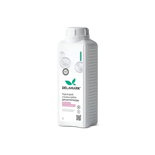 Засіб для миття посуду, з іонами срібла, для дитячого посуду без запаху, DeLaMark 1 л - фото 1