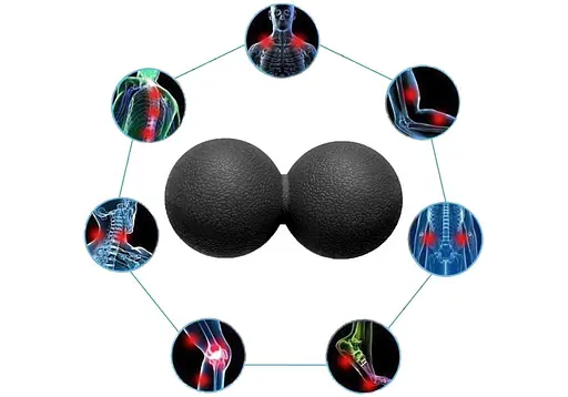 Массажный мячик EasyFit TPR двойной 12х6 см черный (EF-2175-B) - фото 3