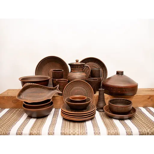 Різдвяний набір керамічного (глиняного) посуду Сімейний на 6 осіб