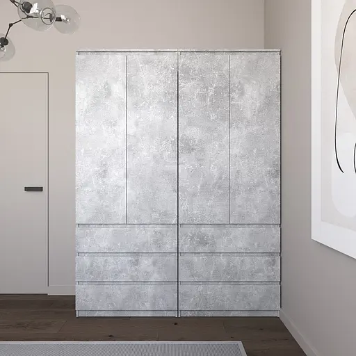 Шкаф для одежды Vays со штангой и полками, 6 ящиков, комплект из 2 шкафов R9+R16 Бетон