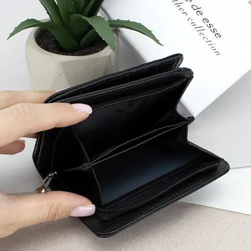 Гаманець жіночий шкіряний De Esse LC89011-F9901 маленький чорний - фото 3