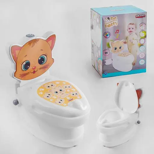 Горщик дитячий Pilsan Кошеня, тримач для паперу, звуки води, підсвічування, 07-563