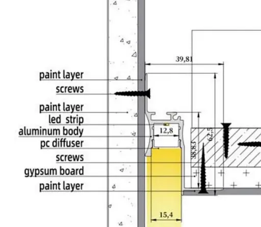 LED профиль врезной, эффект "теневого шва" с рассеивателем PC, 3м KLOODI KLP4062TR 3 - фото 5