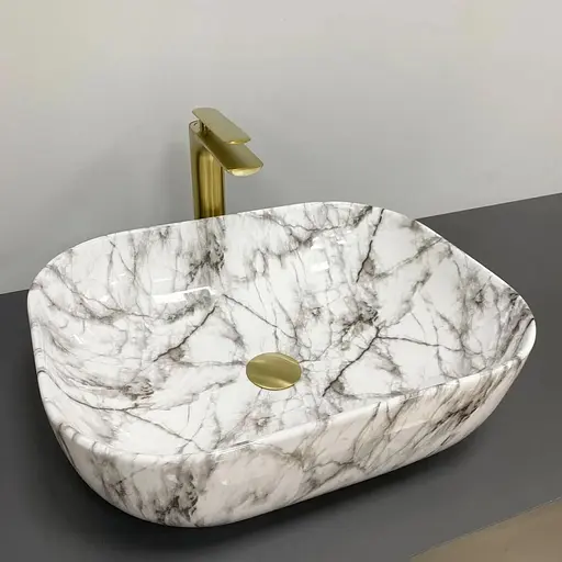 Умивальник VBI Bergamo black stains glossy накладний VBI-012503, Мармур - фото 1