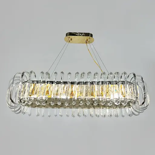 Унікальна підвісна видовжена люстра 100х23х32 см | Line F | Арт. D3008-L1000 GD+CL - фото 4