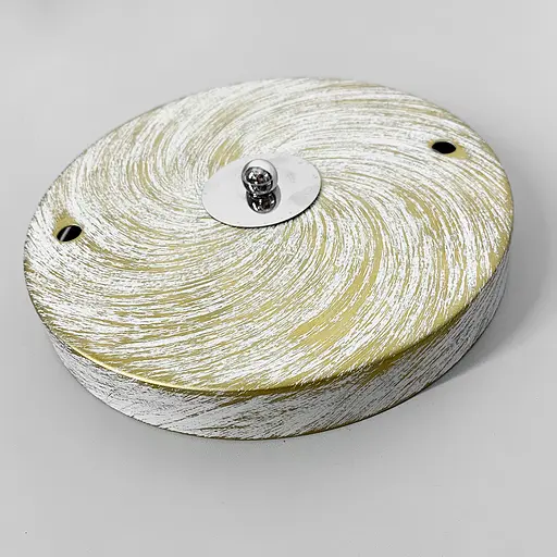 Подвійна кругла стельова основа у кольорі білий з позолотою | Line F | Арт. BASE 2 WT+GD - фото 1