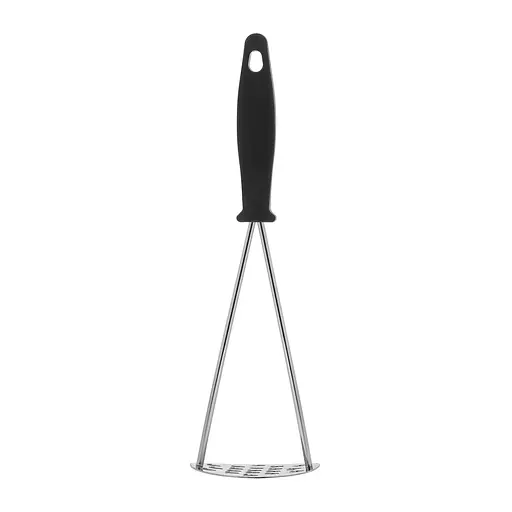 Товкачка картоплям'ялка для картоплі посилена з нержавіючої сталі з пластиковою ручкою 25 см, Kitchen Master Чорний 86227 - фото 4