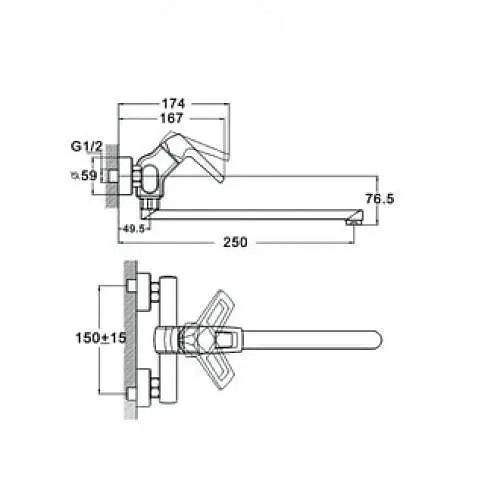 Змішувач для кухні Zegor NEF12-A232 настінний 30412 - фото 2