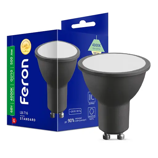 Світлодіодна лампа Feron LB-716 6 Вт GU10 4000K чорний - фото 1