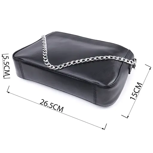 Сумка женская багет Shvigel с цепочкой и съемным ремешком из гладкой натуральной кожи 26.5х15х5.5 см sum0027035 - фото 3