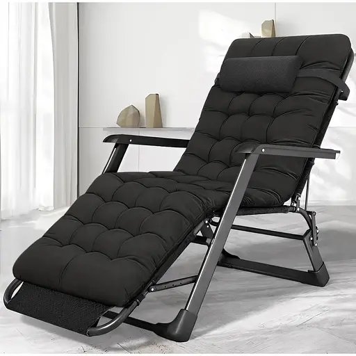 Розкладне крісло ліжко з подушкою Leobro Чорний (LB-FCB-G1-BLK) - фото 1