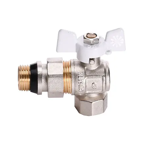 Кран кульовий кутовий з американкою Q Professional QP004 PN40 1/2″ антипротікання, Білий метелик - фото 3