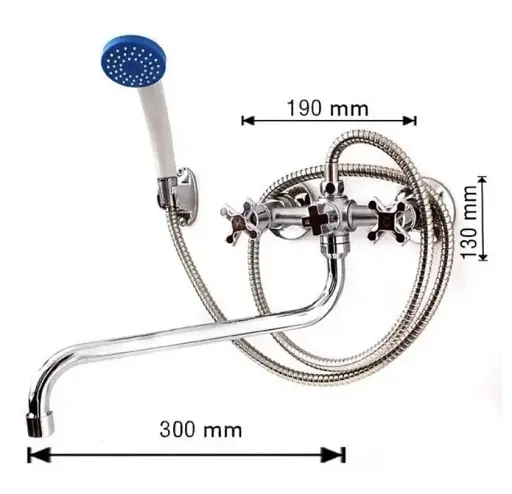 Смеситель для ванны Solone JIK7-A102-A двухвентильный с душевым набором Хром 30412 - фото 3
