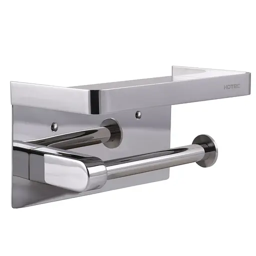 Тримач туалетного паперу HOTEC 16.643 з поличкою з нержавіючої сталі для ванної кімнати хромований - фото 4