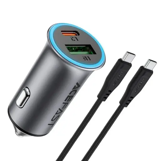Автомобільний зарядний пристрій Acefast B16 USB/Type-C 95W сірий - фото 1