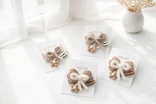 Набір шпильок для волосся об'ємними бантиками та квітковими елементами 24 шт. - фото 1