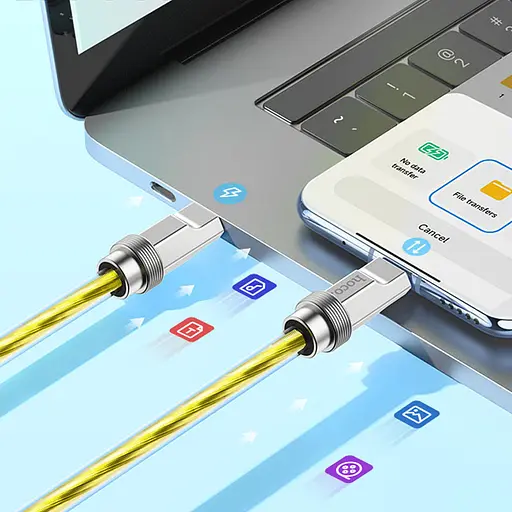 Дата кабель Hoco U113 Solid 100W Type-C to Type-C (1m) Gold - фото 3