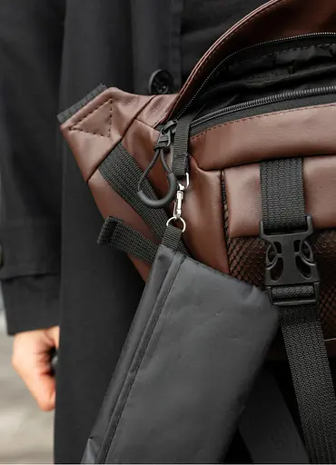 Большая мужская сумка бананка Sambag DynamicDart коричневая 38 × 21 × 7 см (80411020m) - фото 3