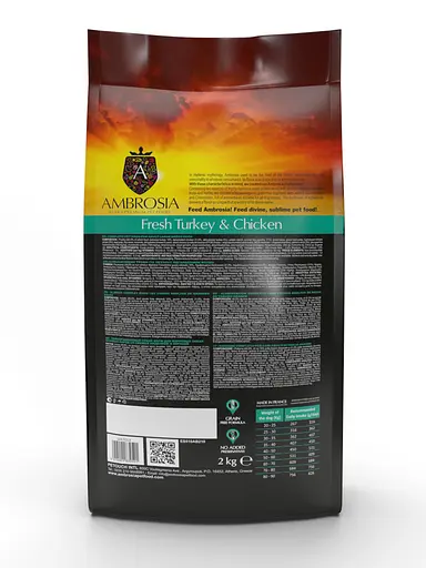 Уценка. Сухой корм Ambrosia Grain Free Dog Adult For Large Breeds Fresh Turkey & Chicken для взрослых собак крупных пород со свежей индейкой и курицей 12 кг - фото 3