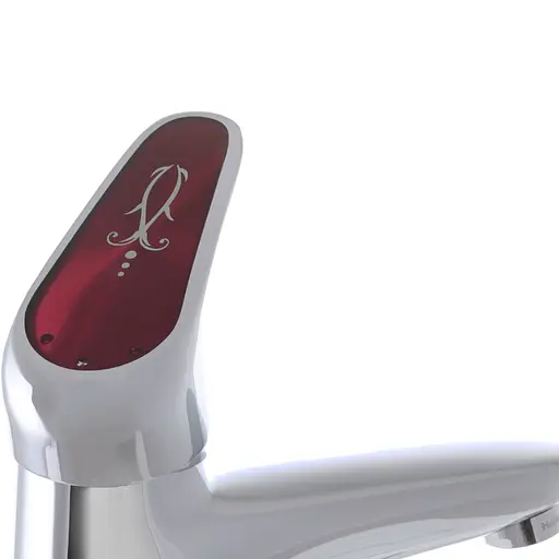 Змішувач для умивальника Haiba Magic 001 з червоною ручкою HB0684 Хром - фото 3