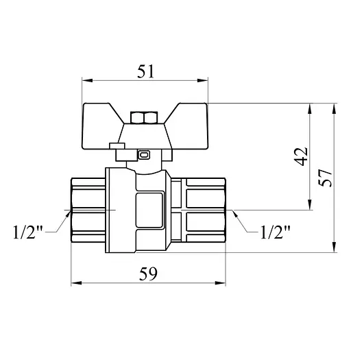 Кран кульовий Kroner 1/2" ВВ PN40 метелик, нікельований (CV033206) - фото 3