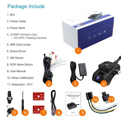 Автомобильный видеорегистратор с 4G + WIFI + GPS Jimi JC400P Aivision Cam с online передачей видео через интернет (усовершенствованная версия) (100498) - фото 6