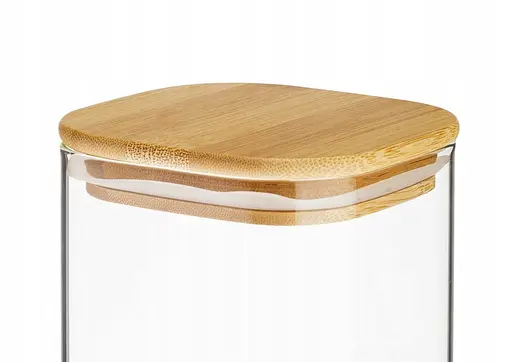 Банка для зберігання Lumines квадратна скляна з бамбуковою кришкою 1500 мл 10х18 см (BS1018) - фото 2