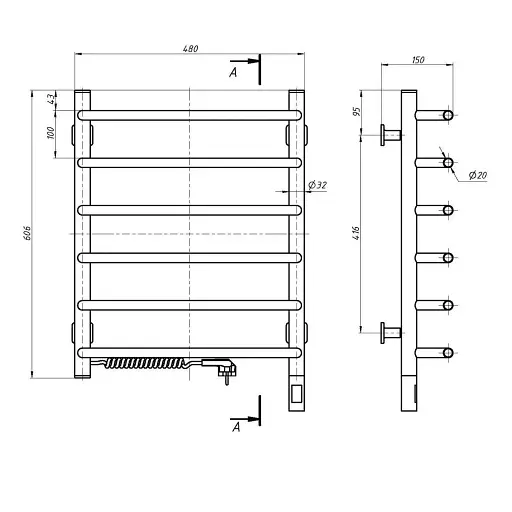 Рушникосушка NAVIN Симфонія 480х600 Sensor ліве підключення з таймером білий - фото 5