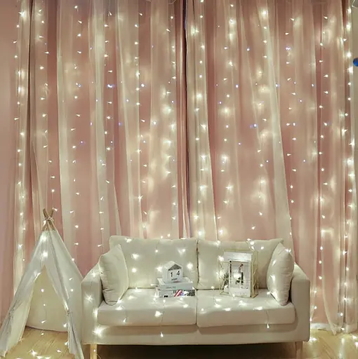 Гірлянда штора завіса Водоспад 3х3 м 280 LED велика лампа 3D (білий шнур, з перехідником) Білий - фото 2